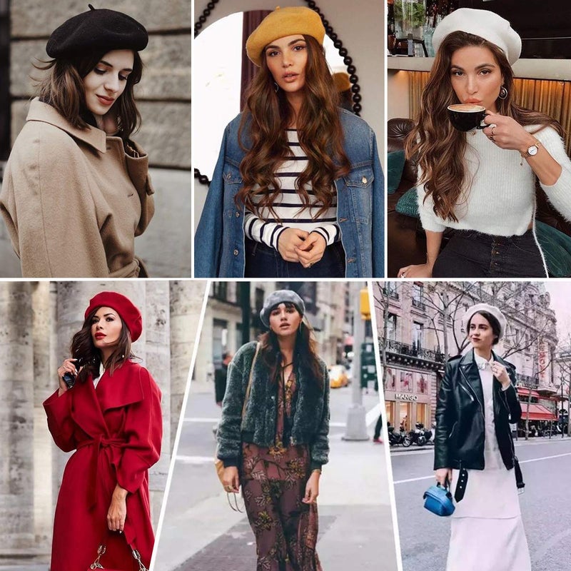 LADYBRO Women Beret Hat Beanie Winter Warm Slouchy Tan Knit Cap 2 Layers Wool Blend Soft - Image 4